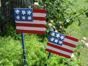 wooden american flags